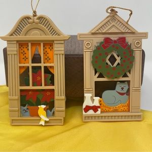 Vintage 80s Peekaboo Kitty Cat Window Ornament Hanging Decor